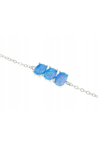 NO BRAND Brățară de argint placată cu rodiu cu opal albastru, cadou