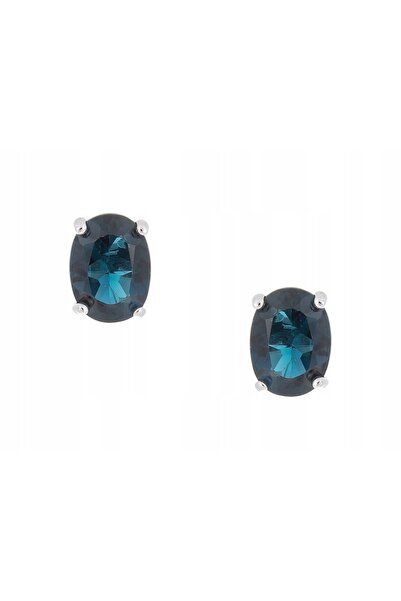 NO BRAND Cercei de argint cu Topaz natural Londra 8x6, placați cu rodiu, cadou