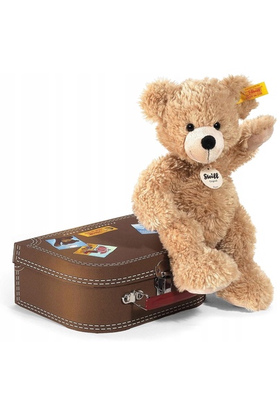 NO BRAND Ursuleț de pluș bej cu valiză, cadou drăgălaș pentru copii, 28 cm
