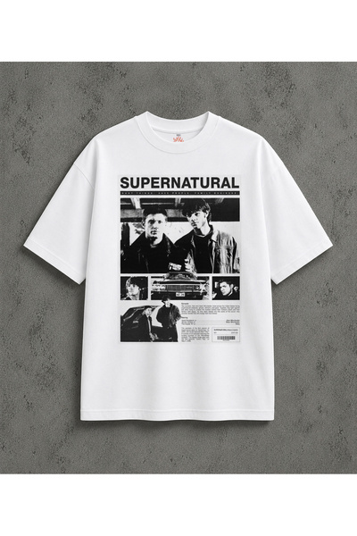 kun inaki Supernatural Baskılı Beyaz Unisex Tişört