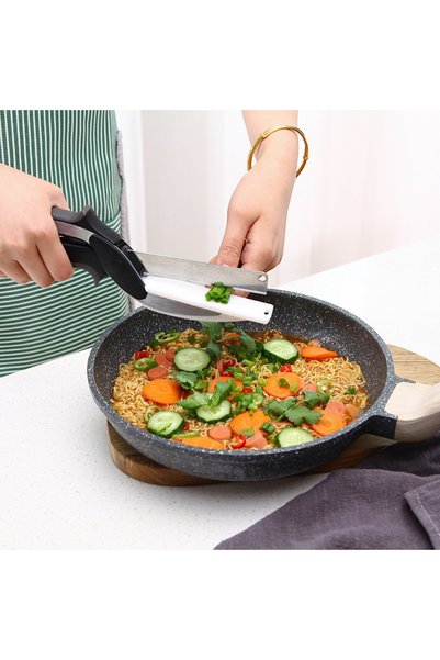 Buy Buy Relax مقص تقطيع الخضار 2 في 1، مقص مطبخ من الفولاذ المقاوم للصدأ مع لوح تقطيع صغير