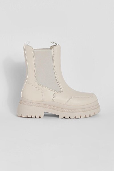 NO BRAND Botine crem cu platformă, din piele ecologică, clasice, Krush 39