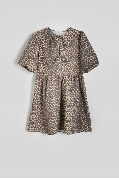 NO BRAND Rochie mini multicoloră cu imprimeu animal, cu imperfecțiuni, mărime...