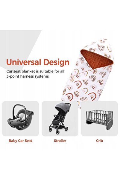NO BRAND Pătură reversibilă din bumbac 90x90cm Husă scaun auto - Curcubeu