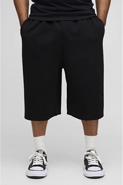 NO BRAND Pantaloni clasici negri, deasupra genunchiului, cu talie elastică ne...