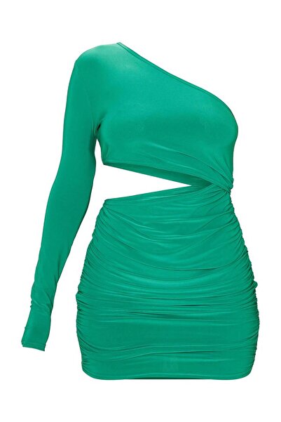 NO BRAND Rochie mini verde, croială asimetrică, cu decupaje, Prettylittlethin...