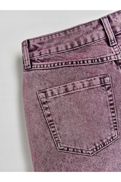 NO BRAND FUSTĂ MINI DIN DENIM ROZ CU DECUPAJ DECORATIV ȘI BUZUNARE – RESERVED M