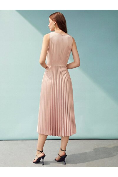 NO BRAND Rochie vaporoasă plisată Roz prăfuit Satin cu imperfecțiuni Motf 34