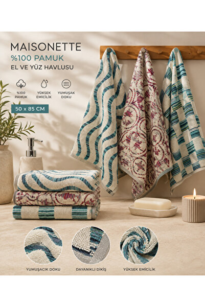 Maisonette 100% Cotton Ethnic Patterned Hand & Face Towel 50X85 cm |   Soft T...