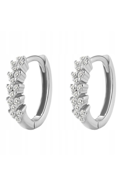 NO BRAND Cercei tip inel din Argint Sterling 925 cu Zirconia pentru Femei
