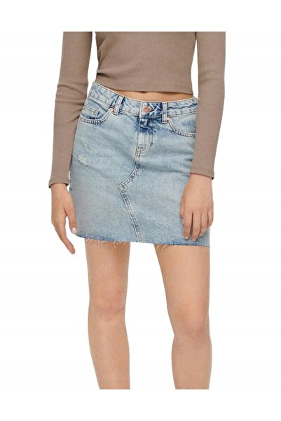 NO BRAND Fustă mini din denim albastră, clasică, în degrade, cu buzunare, m