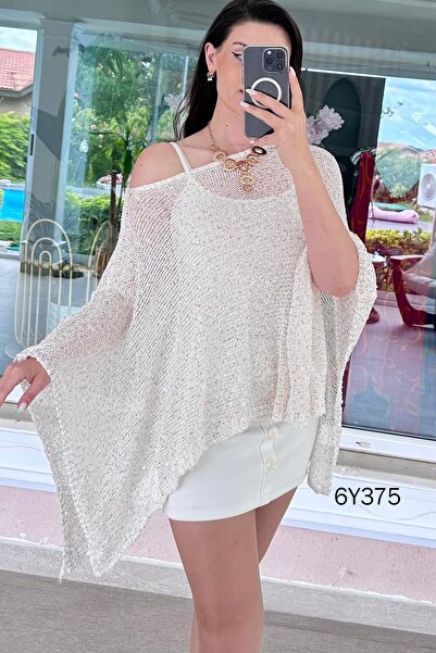 İnce Topuk Glittery Knitwear Poncho 6Y375