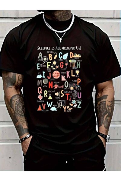 45 BPM 100% Cotton Alphabet Science Is All Around Us Teacher T-Shirt Men's Wo...
