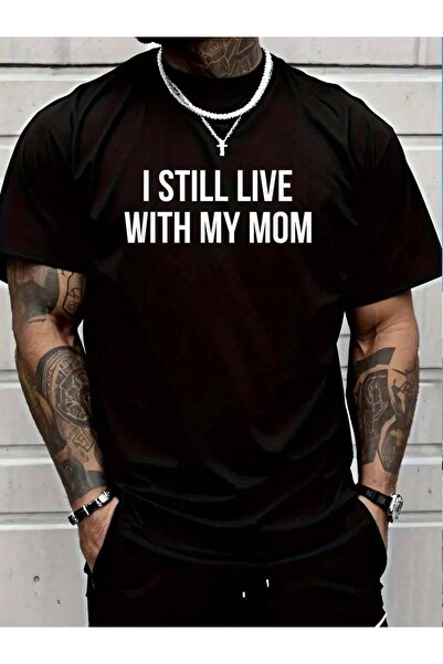 9TAY 100% قطن، تي شيرت I Still Live With My Mom - تي شيرت للرجال والنساء بتصم...