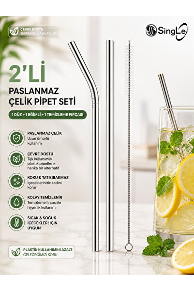 Single 2 Li Paslanmaz Çelik Pipet Seti