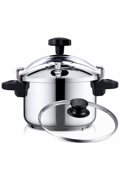 HAEGER Oală sub presiune 2-în-1 INOX PLUS, 22 cm, Capacitate 4L, oțel inoxida...