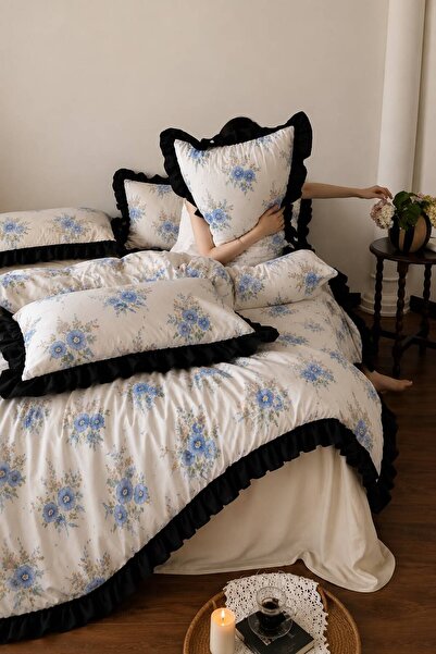conzaliza Double Elastic Sheet Ruffled Duvet Cover Set |   Full Team |   Cotton