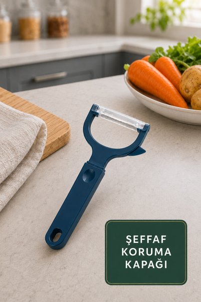 Sariva Home Slim Vegetable Peeler with Stainless Steel Blade, Clear Protective Cover, Ergonomic Plastic Fruit and Vegetable Peeler with Rot Removal Tip, Potato Carrot Cucumber Peeler