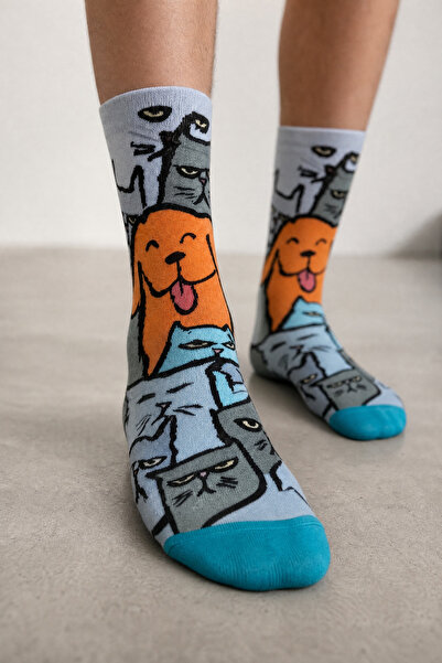 Jollygoody Socks Kedi Köpek Desen Bambu çorap unisex bambu nefes alabilen ter...