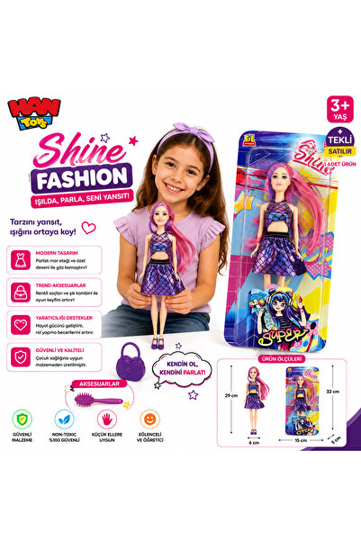 Han toys Shine Super Moda Bebek – Renkli Saçlı Şık Oyuncak Bebek