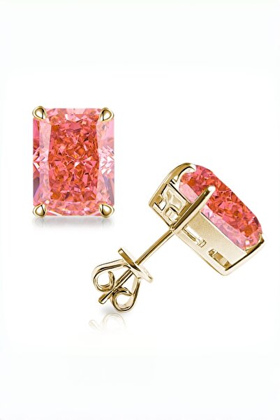 MEETMAY 18K Gold Plated S925 Silver Radiant Cut Earrings - 4ct 8x10mm Crushed...