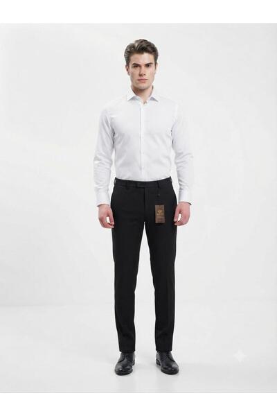Presto Erkek slim Fit Likralı Siyah Pantolon – İtalyan Kesim, Esnek Nefes Ala...