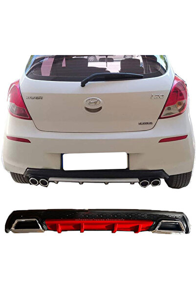 HasAkman Hyundai i20 Kırmızı Difüzör Çiftli Kare Egzoz Görünümlü D Tip Difizör