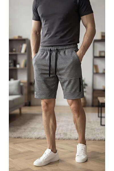 MY SEA Ps-01 Men's Gray Textured 5-Pocket Short Sports Shorts
