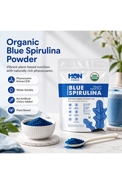 HON FOODS Organic Blue Spirulina Powder 30g - High Phycocyanin Extract E18 An...