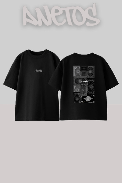 Anetos Oriental Hali Sabr Design T-shirt με στάμπα στην πλάτη, βαμβακερό μαύρ...