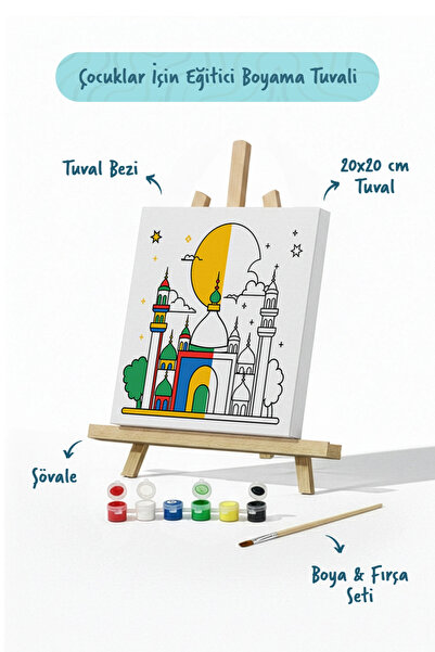 Tabdiko Renkli Cami ve Hilal Şövaleli Boya Seti 20x20