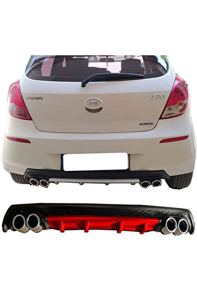 HasAkman Hyundai i20 Kırmızı Difüzör Çiftli Yuvarlak Egzoz Görünümlü D Tip Di...