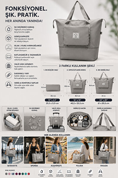 Percento Trend Foldable Multi-Purpose Bag in 3 Different Sizes