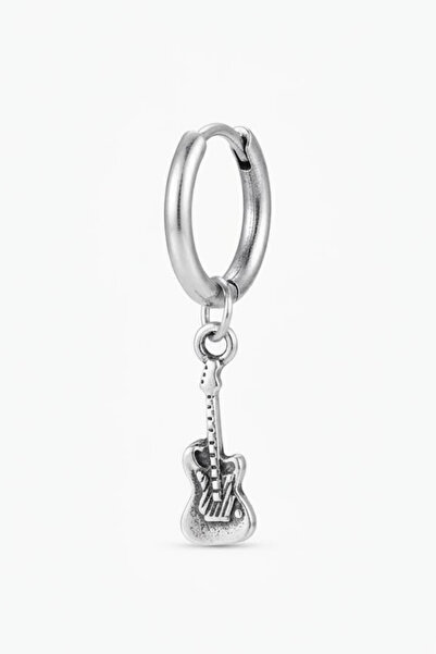 Blisse Piercing Unisex Silver Color Surgical Steel Dangle Guitar Figured Hoop...