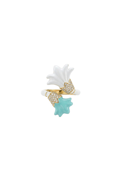 Charmist Steel Bloom Flower Figured Adjustable Ring White