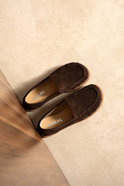 DUXAL SHOES حذاء إليزا نسائي من الجلد الطبيعي من جلد الغزال ذو نعل مسطح للاست...