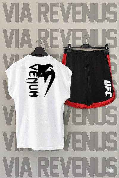 Vordevia Ufc Front and Back Printed Zero Sleeve Crew Neck White Sports Tshirt...