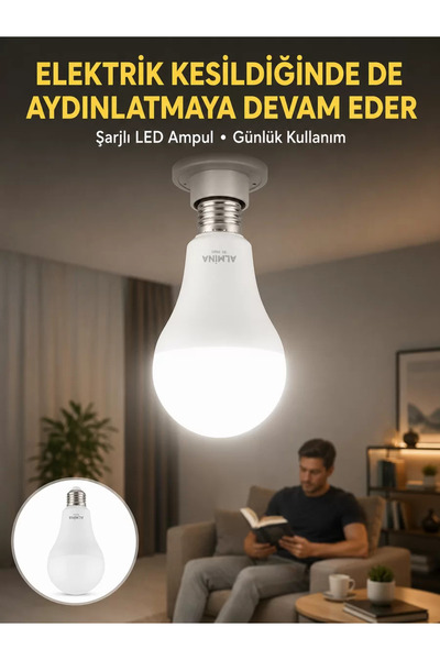 Genel Markalar Acil Durumlar İçin Şarjlı LED Ampul 6400K Soğuk Beyaz 30 Watt