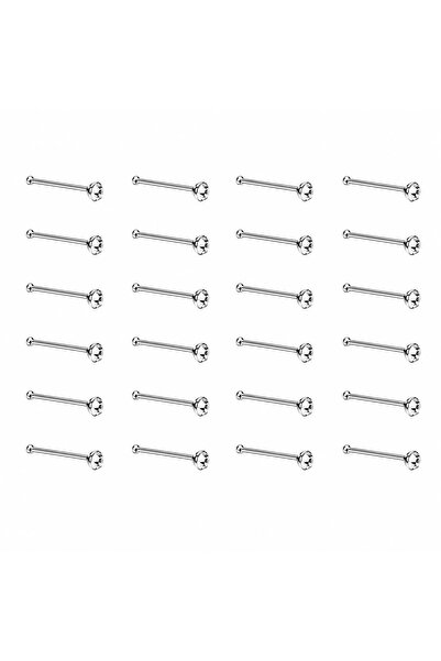 Nevara 24Pcs Women Nose Piercing Studs Titanium Hypoallergenic Clear Crystal ...