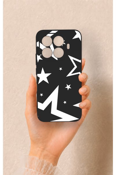 Vip Case حافظة سيليكون سوداء بنمط ميجا ستار متوافقة مع هاتف Mi 15T PRO