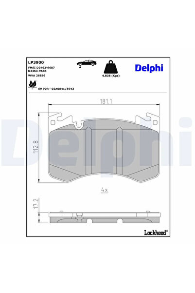 DELPHİ Set Placute Frana Frana Disc Land Rover Range Rover 5/Range Rover Spor...