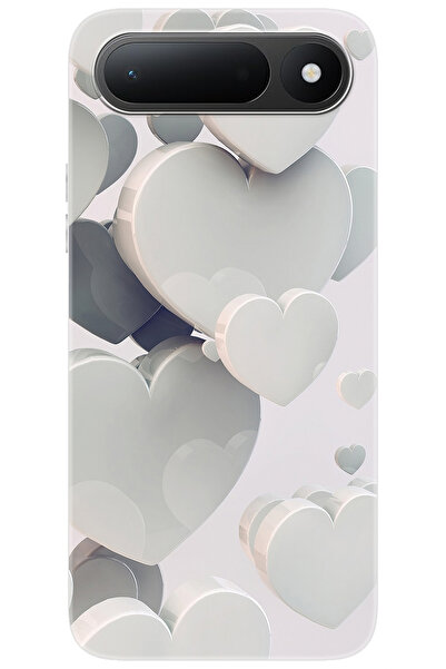 TECNO Spark 50 5G (KN8) Uyumlu Kılıf Desen Baskılı Silikon Beyaz Kalpler STK:...