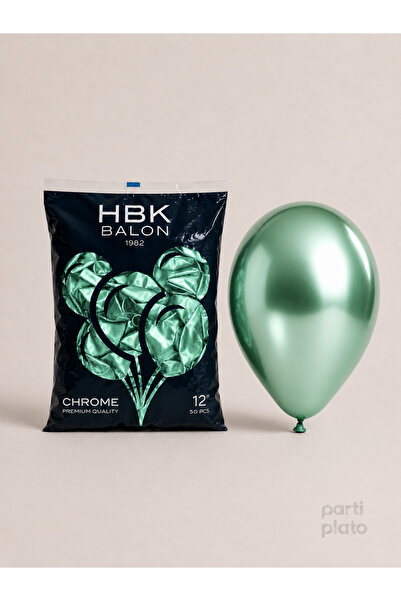 HBK Balon 12 Inch Chrome Balloon Hbk Green (Green) 50's
