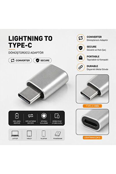 Torzende LİGHTNİNG TO TYPE-Ç DÖNÜŞTÜRÜCÜ ADAPTÖR HIZLI ŞARJ VE VERİ AKTARIMI