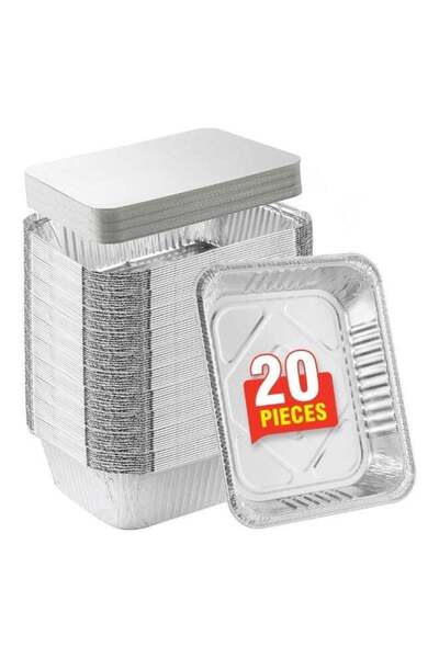 Duravel Disposable Food Storage Aluminium Foil Food Containers with Lids, 20 ...