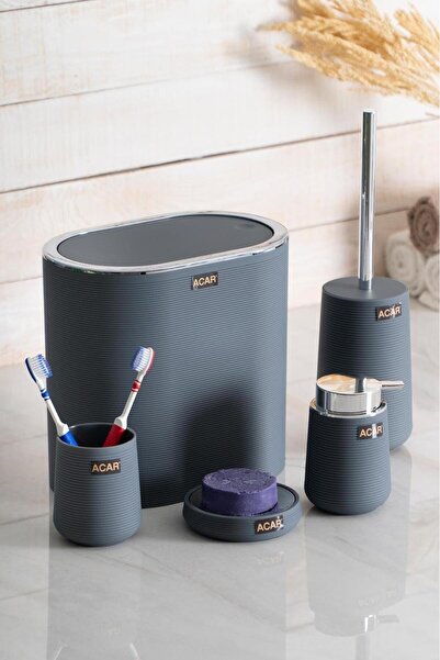 ACAR Astorıa Acrylic 5-Piece Bathroom Set Tkebt Gray