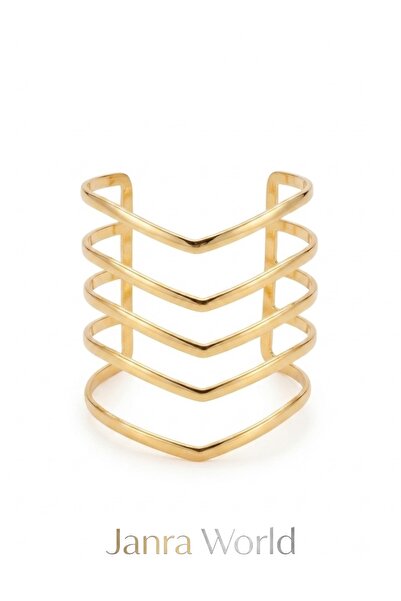 JANRA WORLD Kol Ve Pazu Bracelet - V-Cut Geometric Multi Wire Clamp Women's B...