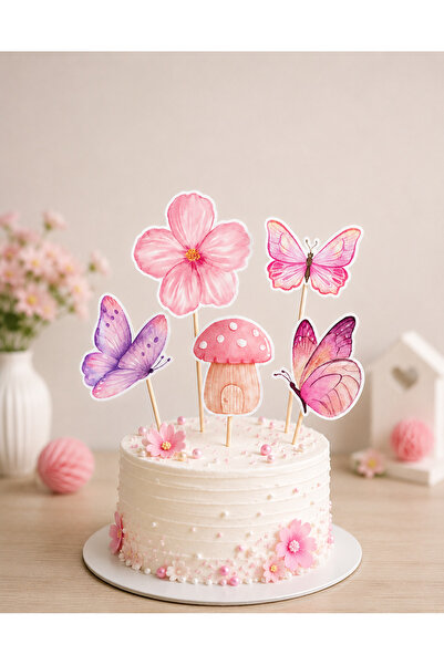 P&B COLLECTION WORKSHOP Kelebek Temalı Pasta Kürdanı Süsü Cupcake Süsü Doğum ...