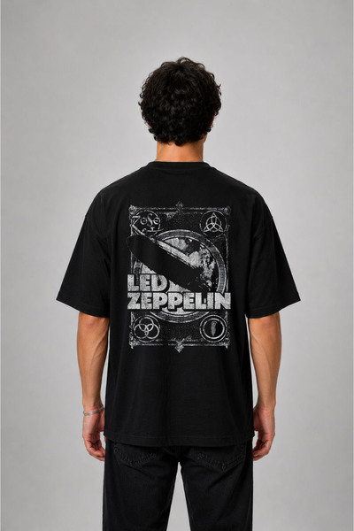 cesita Μπλουζάκι Led Zeppellin με στάμπα, υπερμεγέθη, βαμβακερό, μαύρο