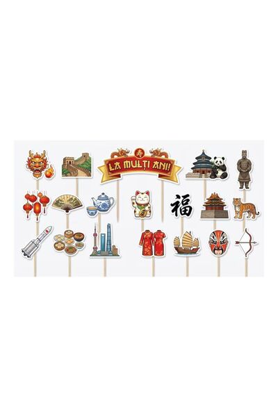 DecoParty Set de decorațiuni pentru tort – Tematică China, 19 piese, Carton, ...